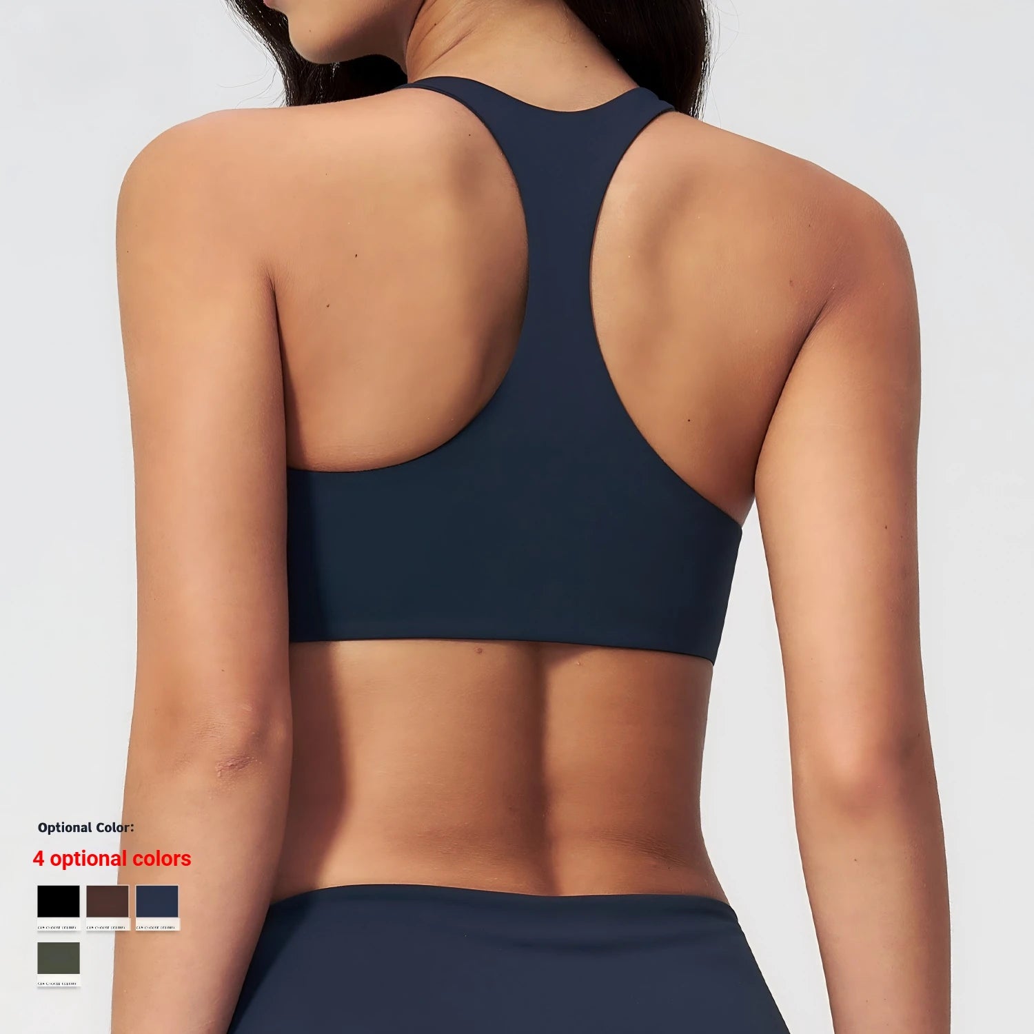 Custom Logo High Support Sports Bra Racerback Yoga Bra Anti-Shock V-neck Breathable Gym Bra with Removable Pads
