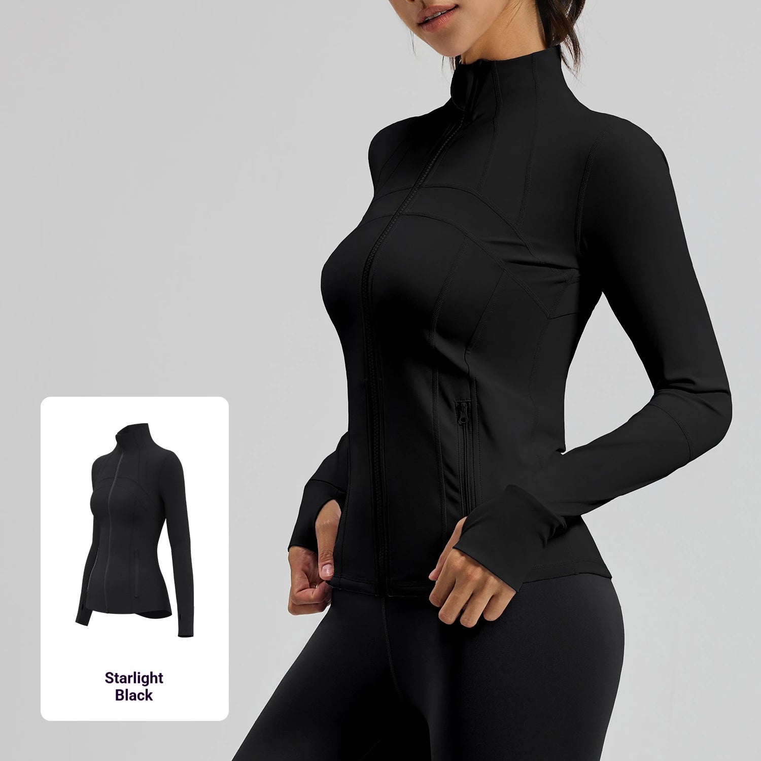 Yoga Jacket Women Slim Fit Sports Jacket Full Zip Running Workout Fitness Wear Curved Seam Lines Custom Logo
