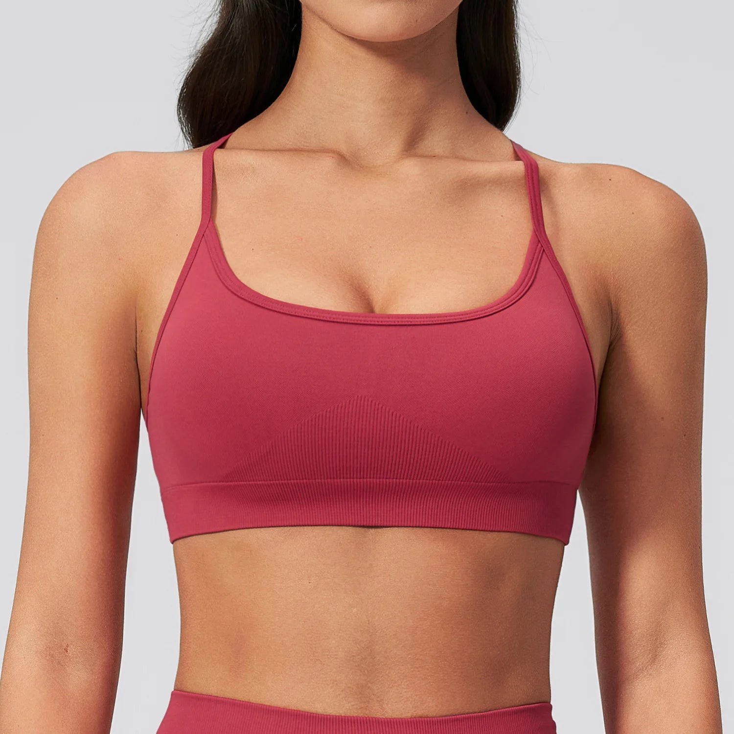 Yoga Bra Seamless Cross Strap Backless Sports Bra OEM Custom Logo U-Neck Removable Padded Gym Workout Vest Tank Top