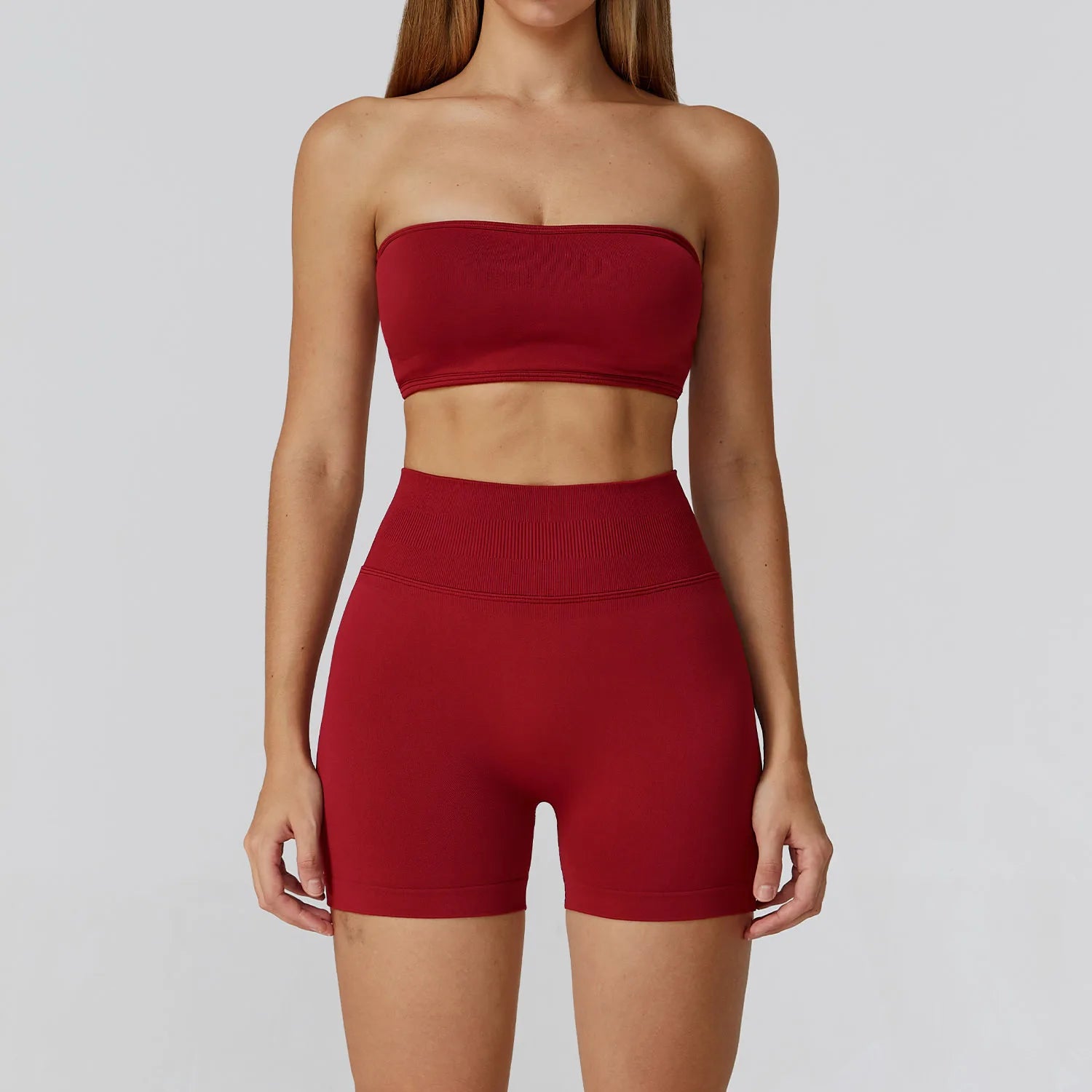 Seamless Hollowed-out High-waisted Yoga Short-sleeved Women's  Custom Yoga Long Pants Running and Fitness Set