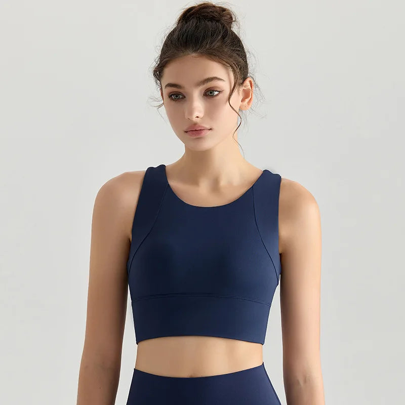OEM Custom Logo Racerback Sports Bra Women High Support Seamless Gym Crop Tank Top Workout Activewear Vest