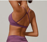 Sports Bra Women Criss Cross Back Yoga Bra Padded Sexy U Neck Strappy Workout Gym Crop Top Custom Logo Bralette