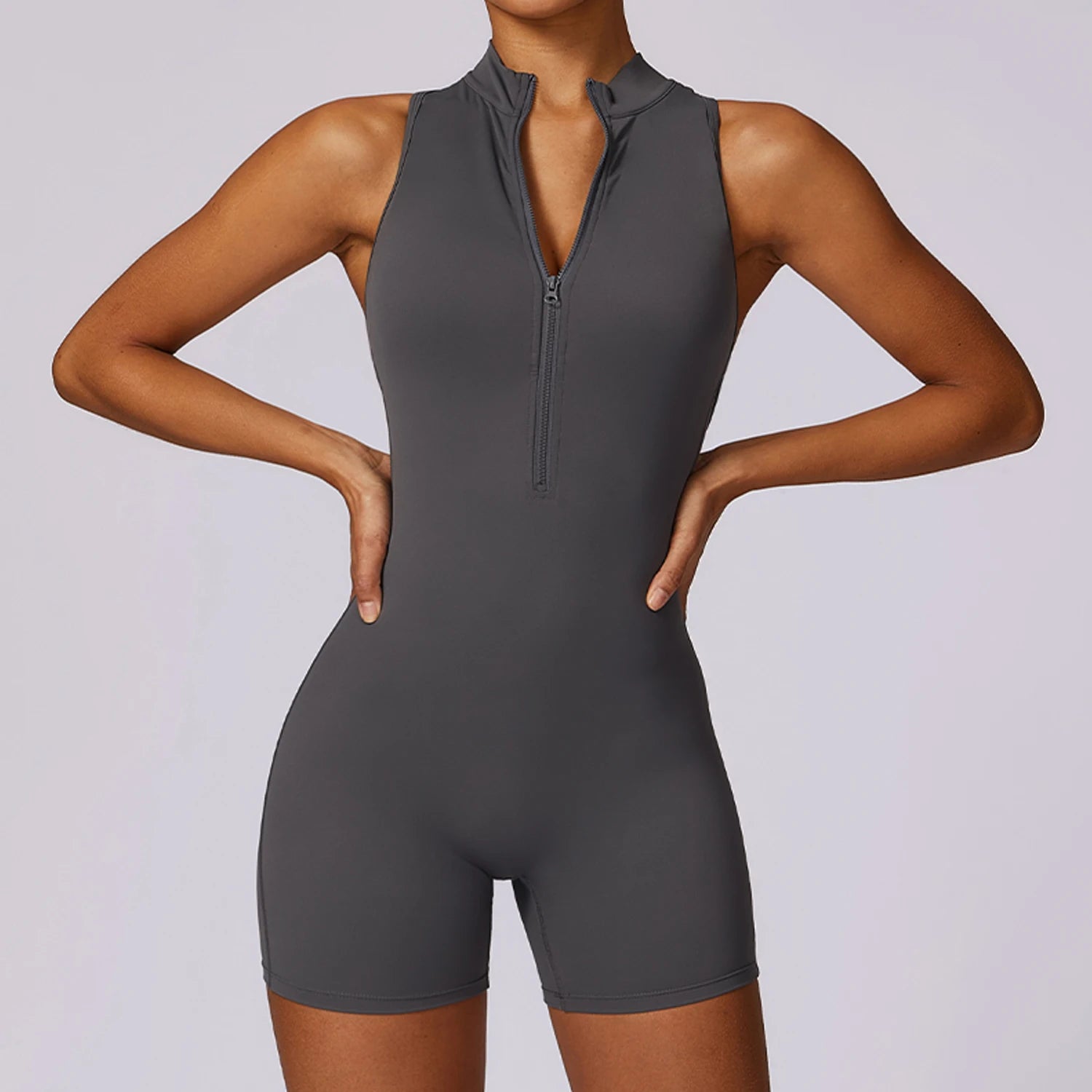 Wholesale Custom Sleeveless Half Zip Open Back High Waist Chest Pads Breathable Yoga Jumpsuit Yoga Bra Yago Sports