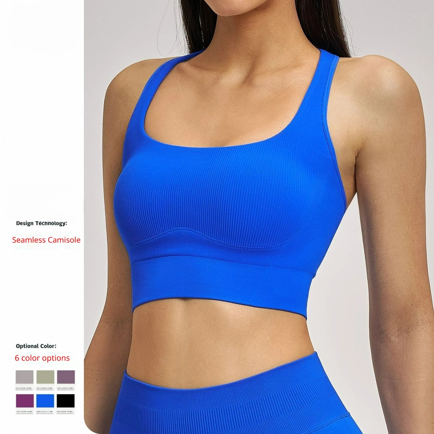 Sports Bra Women High Support Seamless Ribbed Yoga Bra Gym Workout Crop Top Custom Logo Quick-Drying
