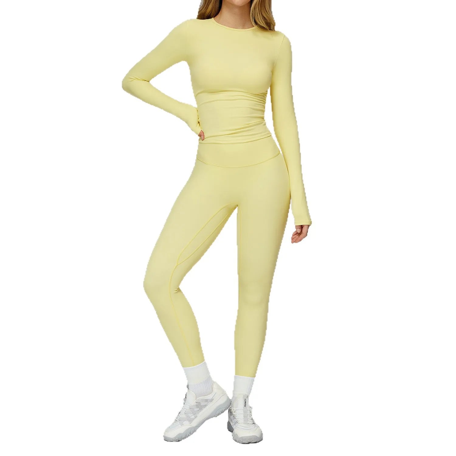 Custom Logo Yoga Set Long Sleeve 2 Piece Workout Set Women High Waist Leggings Shorts Gym Fitness Wear  Quick Dry