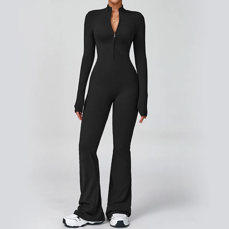 Zipper Cloud Feeling Bodysuit Long-sleeved Breathable Lightweight Yoga Jumpsuit High-intensity Fitness Sports Gym Yoga Wear