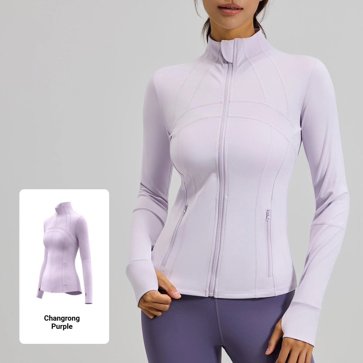 Yoga Jacket Women Slim Fit Sports Jacket Full Zip Running Workout Fitness Wear Curved Seam Lines Custom Logo