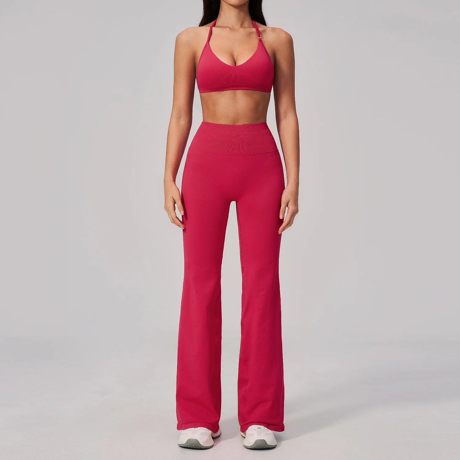 Halter Tank Tops High Waist Flare Yoga Pants 2 Pieces Fitness Set Outdoor Sports Bra Plus Size Yoga Sets