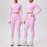 Yoga Set with Pocket Fitness Gym Clothing Leggings Women Workout Outfit 2 Piece Halter Neck Custom Sports Pilates Custom Logo