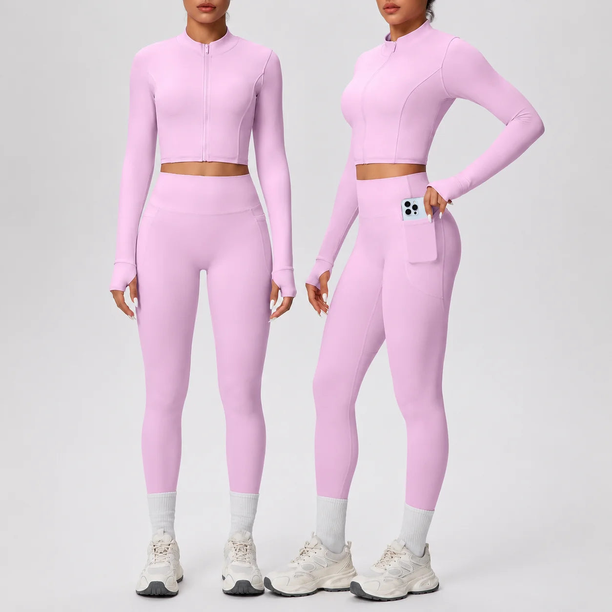 Yoga Set with Pocket Fitness Gym Clothing Leggings Women Workout Outfit 2 Piece Halter Neck Custom Sports Pilates Custom Logo