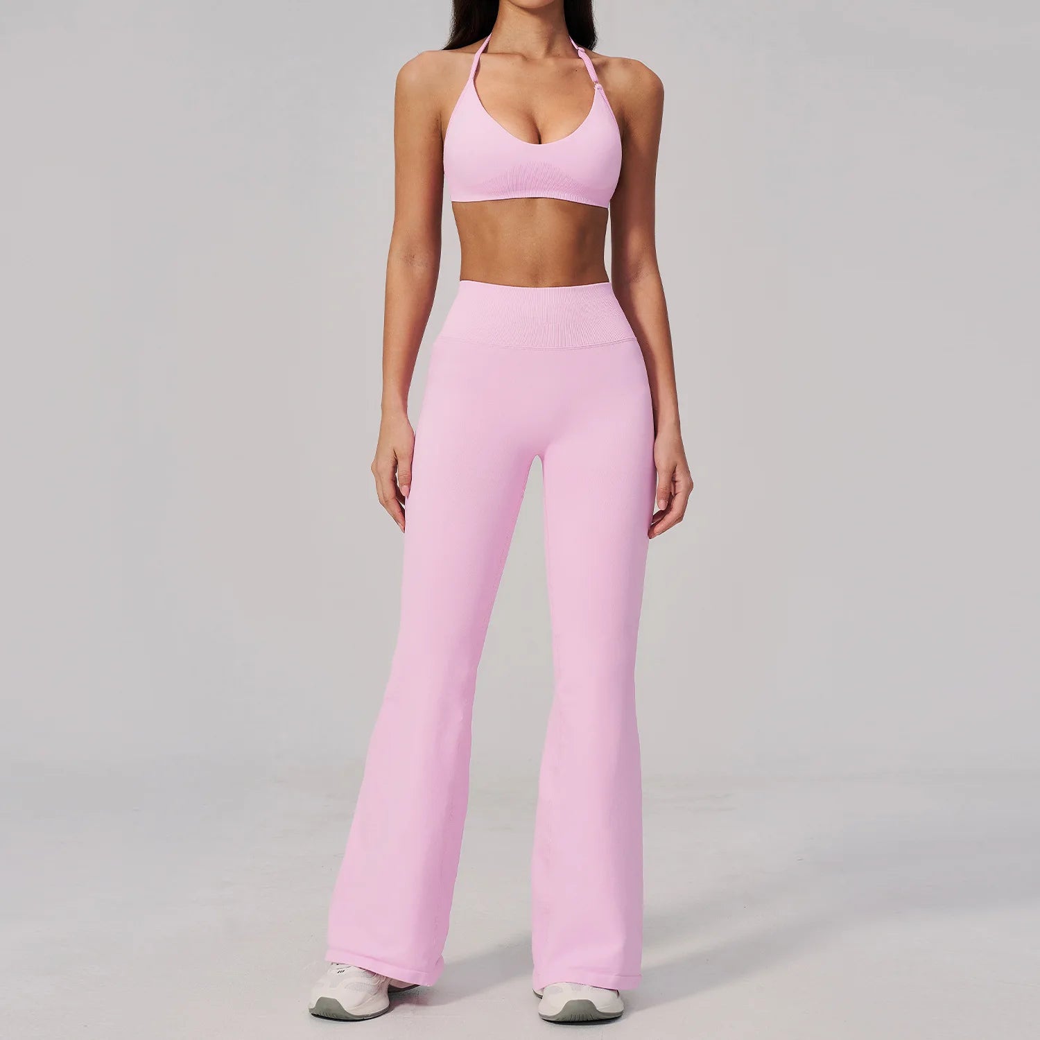 Halter Tank Tops High Waist Flare Yoga Pants 2 Pieces Fitness Set Outdoor Sports Bra Plus Size Yoga Sets
