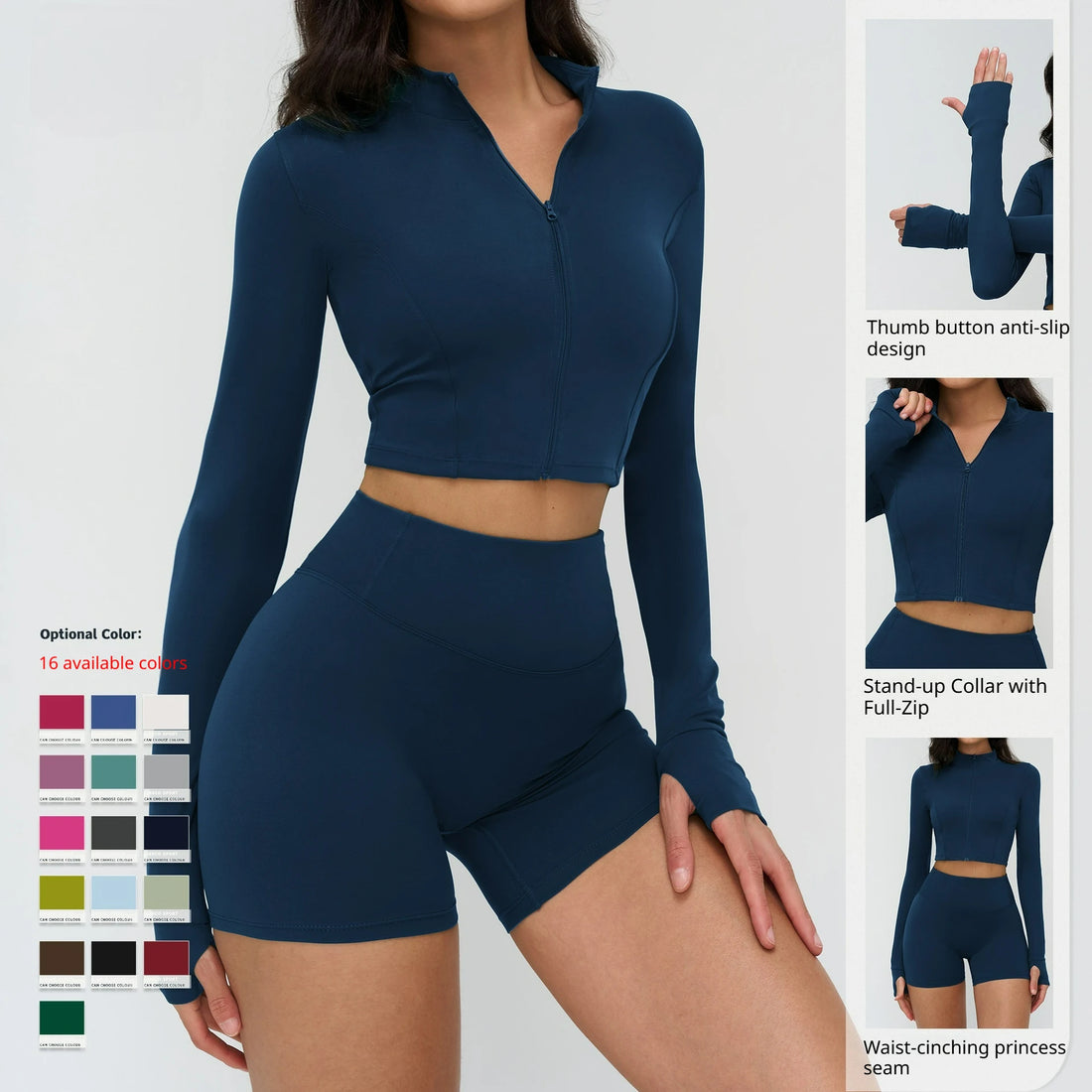 Quick-Drying Yoga Clothes 15 Colors Zipper Outdoor Running Sports Yoga Jacket Slimming Fitness Long-Sleeved Jacket Girls