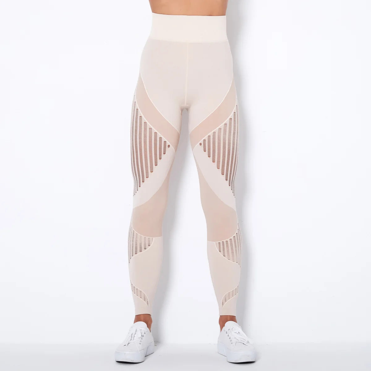 Wholesale High Waist Seamless Leggings Color Block Mesh Ribbed Panel Yoga Pants Women Booty Lift Gym Tights