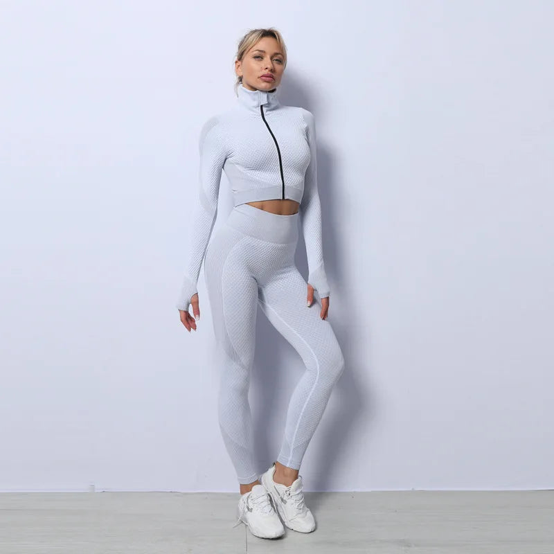 Seamless Fitness Clothing Factory Clothing Yoga Jackets Workout Clothing Sport Outfit Wear Gym Fitness Set for Women Custom Logo