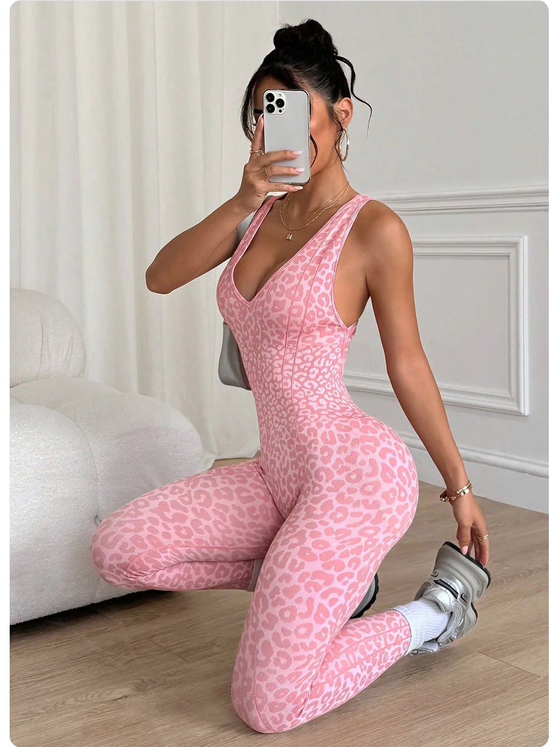 Women Leopard Cross Back Flared Yoga Bodysuits Gym Fitness Jumpsuit Workout Clothes Quick-drying Sportswear Yoga Wear for Women