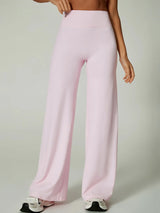 High-Waisted Wide-Leg Active Pants with Elastic Waist Four-Way Stretch Breathable Print for Workout & Casual Wear