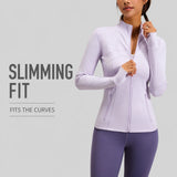 Yoga Jacket Women Slim Fit Sports Jacket Full Zip Running Workout Fitness Wear Curved Seam Lines Custom Logo
