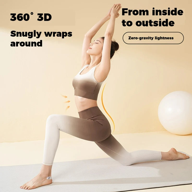 Gradient Nylon High Waist Breathable Yoga Apparel Sets Lounge Trousers 2pcs Women's Calf-Length Yoga Leggings Pants