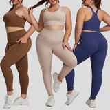 Custom XXXL Plus Size Active Sportswear Sports Bra High Waist High Elastic Pocket Yoga Pants Leggings Gym Fitness Sets