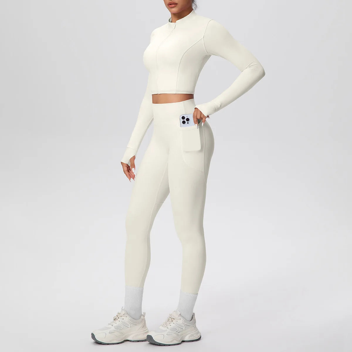 Yoga Set with Pocket Fitness Gym Clothing Leggings Women Workout Outfit 2 Piece Halter Neck Custom Sports Pilates Custom Logo