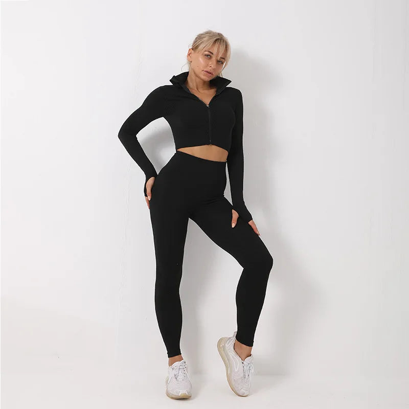 Seamless Fitness Clothing Factory Clothing Yoga Jackets Workout Clothing Sport Outfit Wear Gym Fitness Set for Women Custom Logo