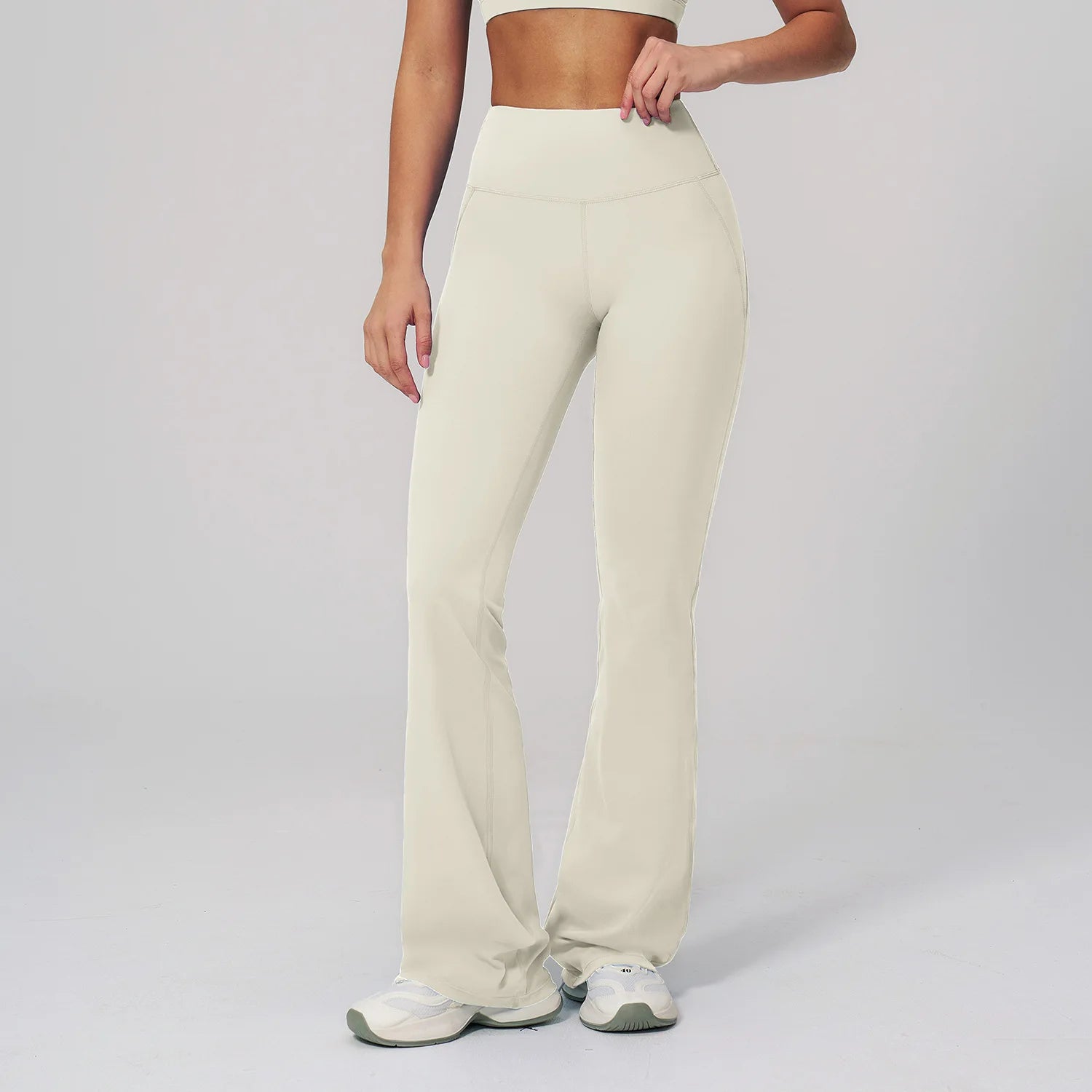 High Stretch Breathable Quick Dry Yoga Set OEM 2-Piece Solid Lightweight  Flared Padded Mid Waist Pilates Gym Active Wear