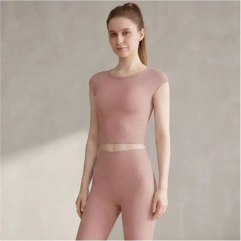 Women Solid 2 Piece Gym Set Front Open Back Crossover Crop Top High Waisted Leggings Workout Yoga Set OEM Custom Logo