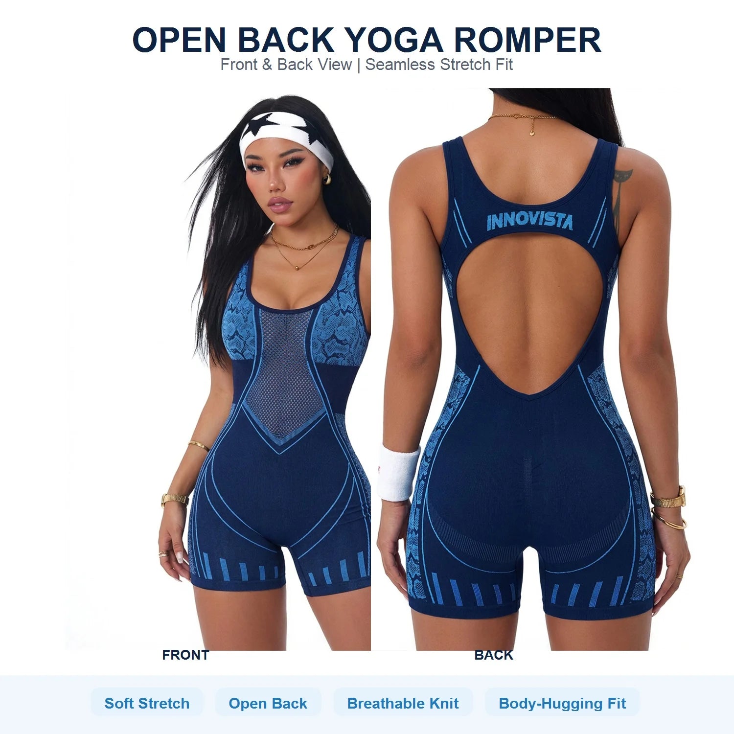 High-Waisted Butt-Lifting Yoga Jumpsuit Womens Shaping Tummy-Flattening Waist-Slimming Sports Bodysuit