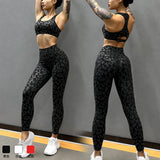 Custom Leopard Print Yoga Set Women Scrunch Butt Leggings 2 Piece Sports Bra Workout Set High Waist Gym Fitness