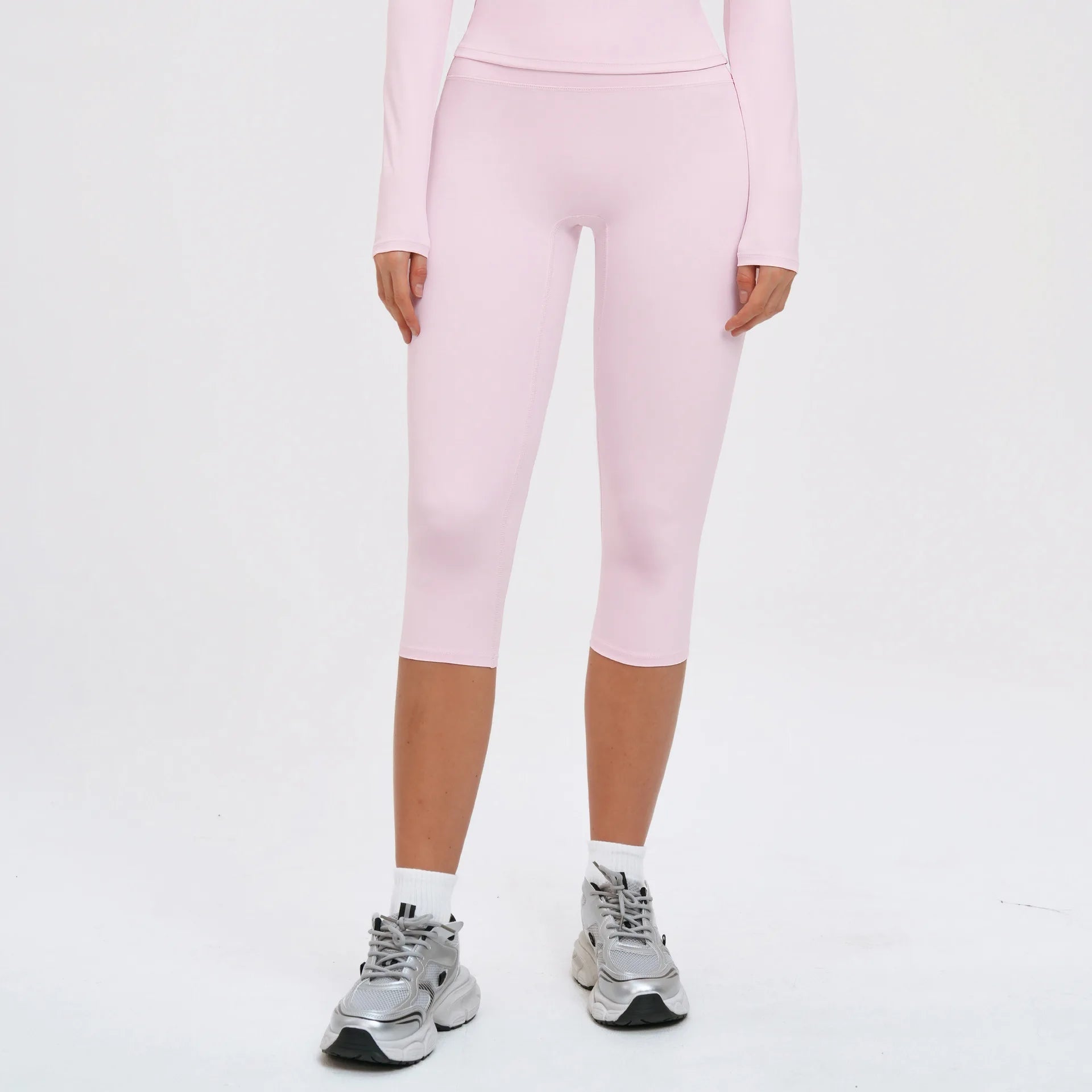 Yoga Leggings High-waisted Tight Slimming Mid-length Pants Running Outdoor Fitness Wear for Women