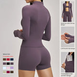 Quick-drying Fitness Yoga Set Zipper Casual Set Women's Outdoor Cycling and Running Sports Set Custom LOGO
