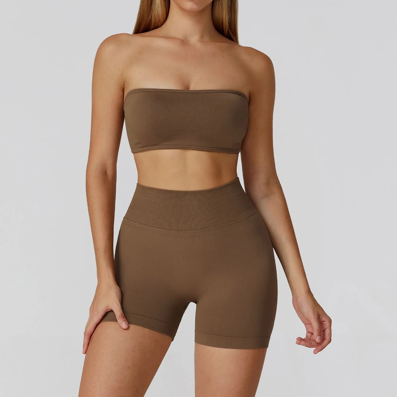 Seamless Hollowed-out High-waisted Yoga Short-sleeved Women's  Custom Yoga Long Pants Running and Fitness Set