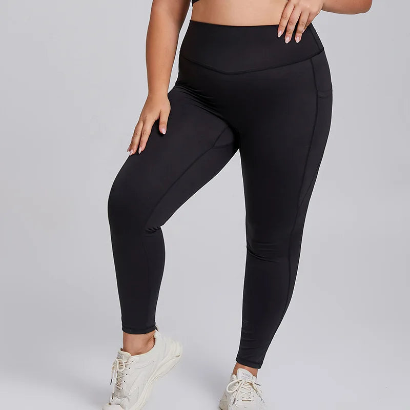 Custom XXXL Plus Size Active Sportswear Sports Bra High Waist High Elastic Pocket Yoga Pants Leggings Gym Fitness Sets