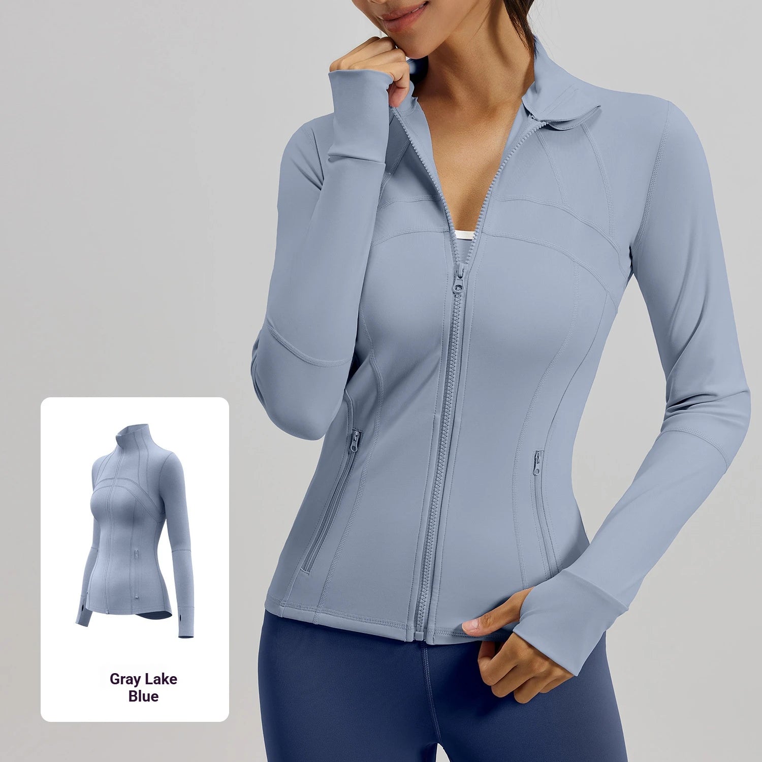 Yoga Jacket Women Slim Fit Sports Jacket Full Zip Running Workout Fitness Wear Curved Seam Lines Custom Logo