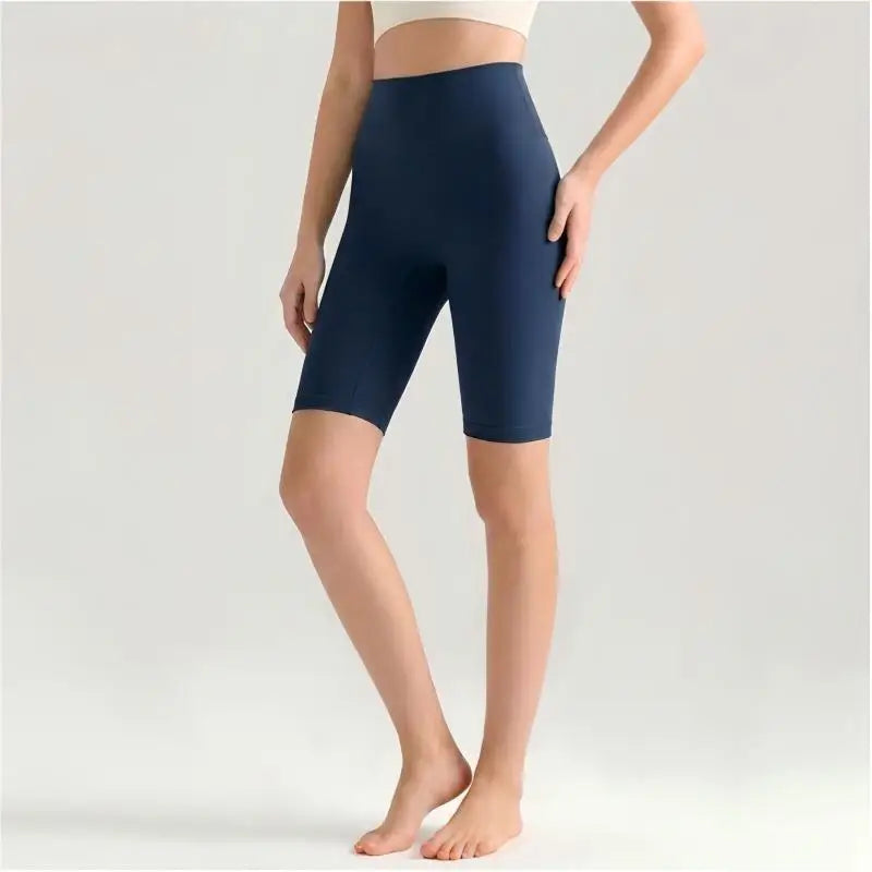 Women High Waisted Seamless Front Biker Shorts Sculpting Fit Yoga Shorts Butt Lifting Gym Workout Cycling Essentials Shorts