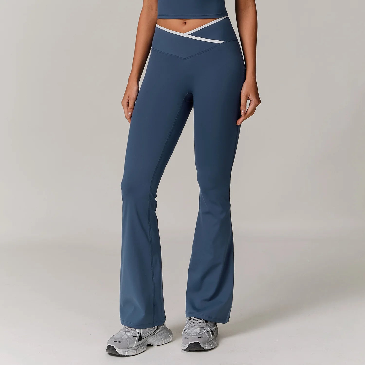 Factory Women Yoga Pants Naked Feel Flare Leggings High Waist Crossover Workout Pants Slim Fit Fitness Trousers