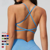Yoga Bra Seamless Cross Strap Backless Sports Bra OEM Custom Logo U-Neck Removable Padded Gym Workout Vest Tank Top