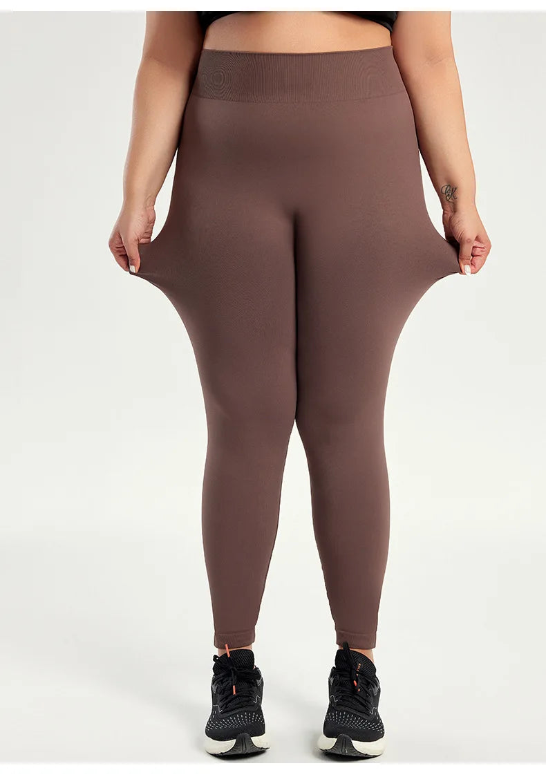Plus Size Lightweight Yoga Leggings Hip Lift Brushed High Waist Sports Gym Fitness Pants with Print LOGO