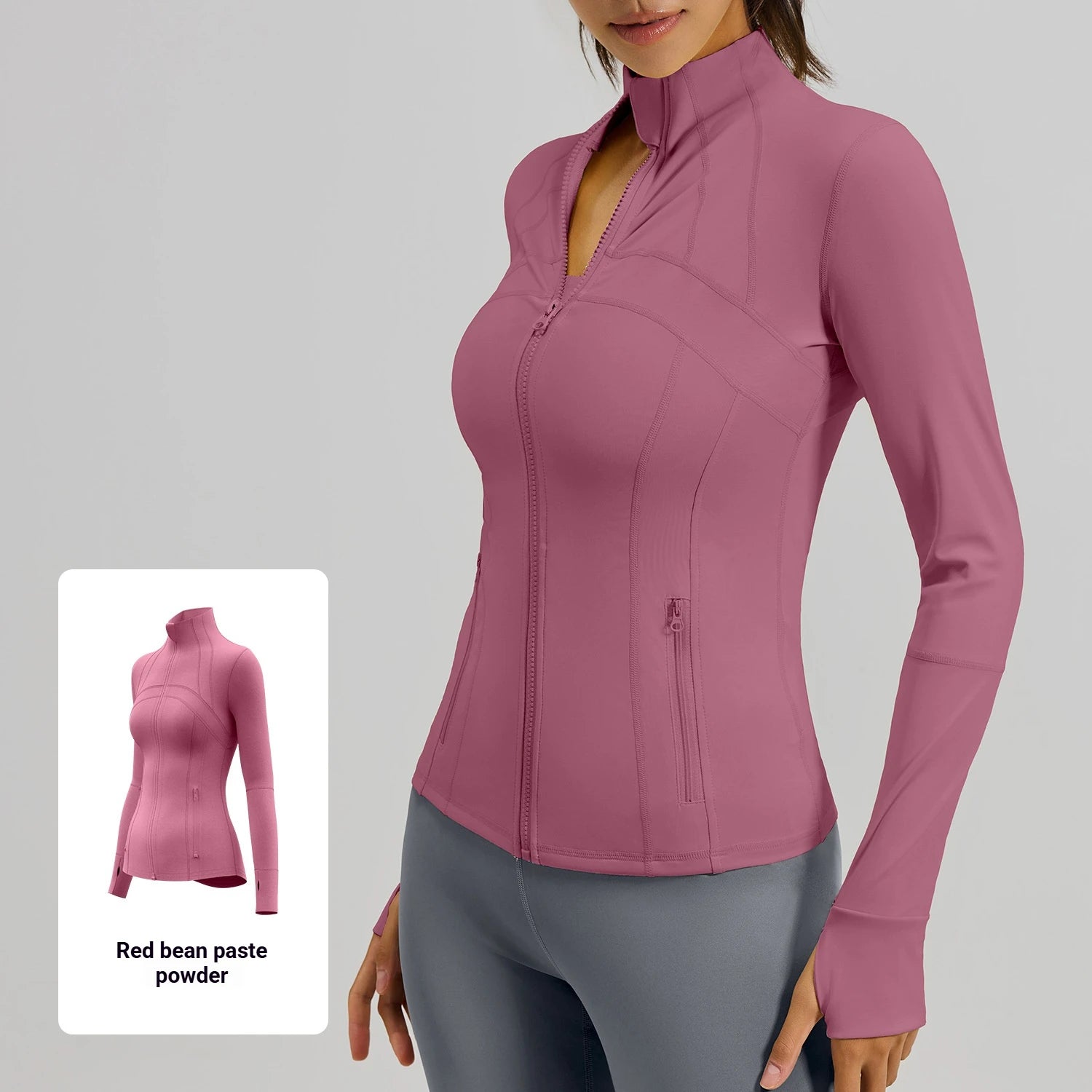 Yoga Jacket Women Slim Fit Sports Jacket Full Zip Running Workout Fitness Wear Curved Seam Lines Custom Logo