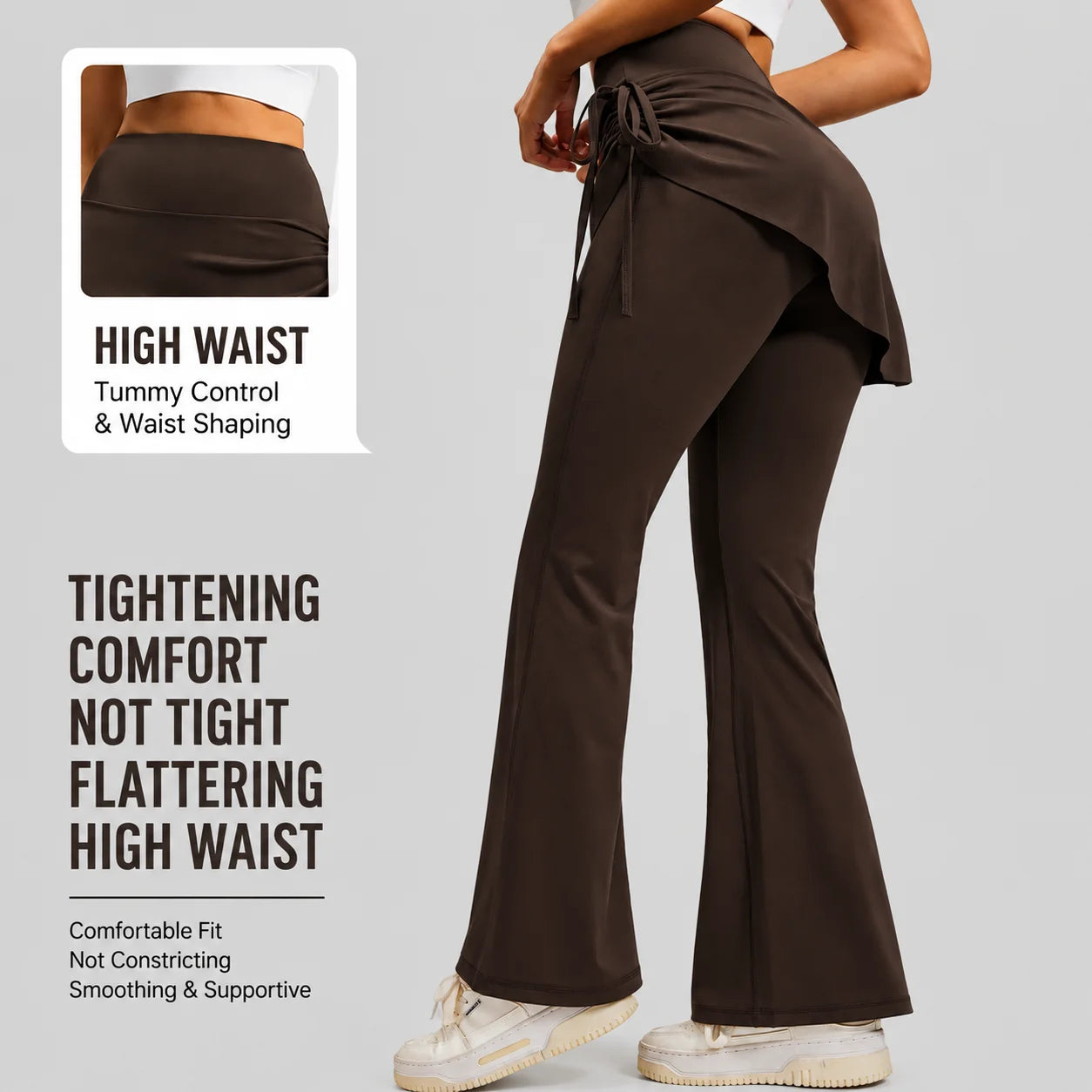Wrinkled Ruched Flared Skirt Yoga Pants Quick Dry Wrinkled Hip-Lifting Yoga Pants Logo Customization Pantalones De Yoga