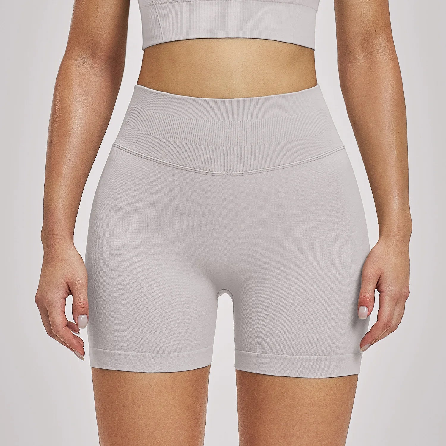 Women's Seamless Solid 5-Piece Yoga Set Breathable High-Waisted Scrunch Workout Leggings Shorts Sportswear Gym Fitness