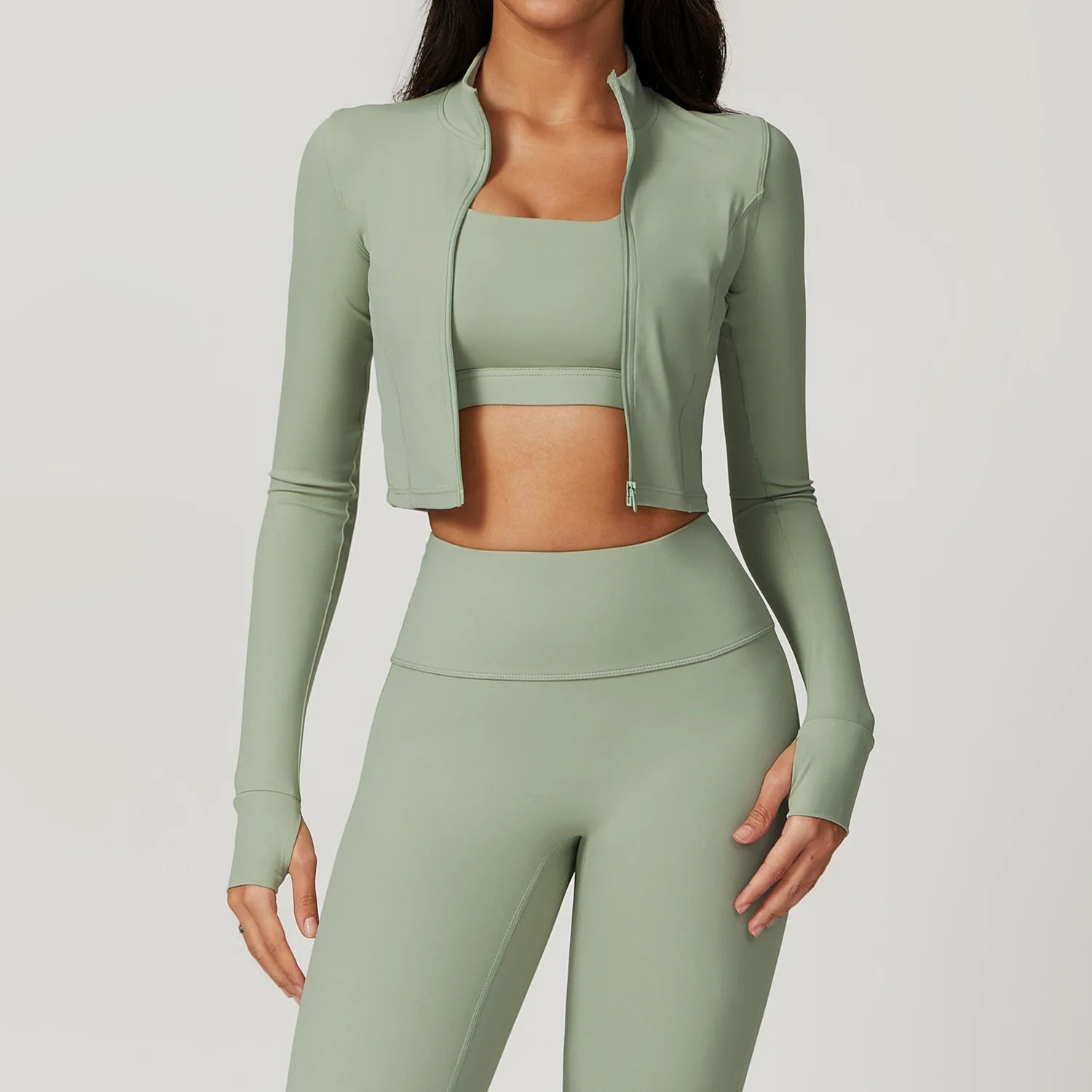 Quick-Drying Yoga Clothes 15 Colors Zipper Outdoor Running Sports Yoga Jacket Slimming Fitness Long-Sleeved Jacket Girls