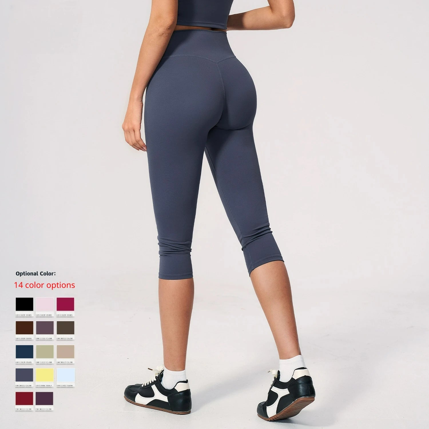 Custom Logo Women's High Waist Skinny Slim Fit Sports  Capri Leggings  for Gym Pilates Daily Wear Womens Capris