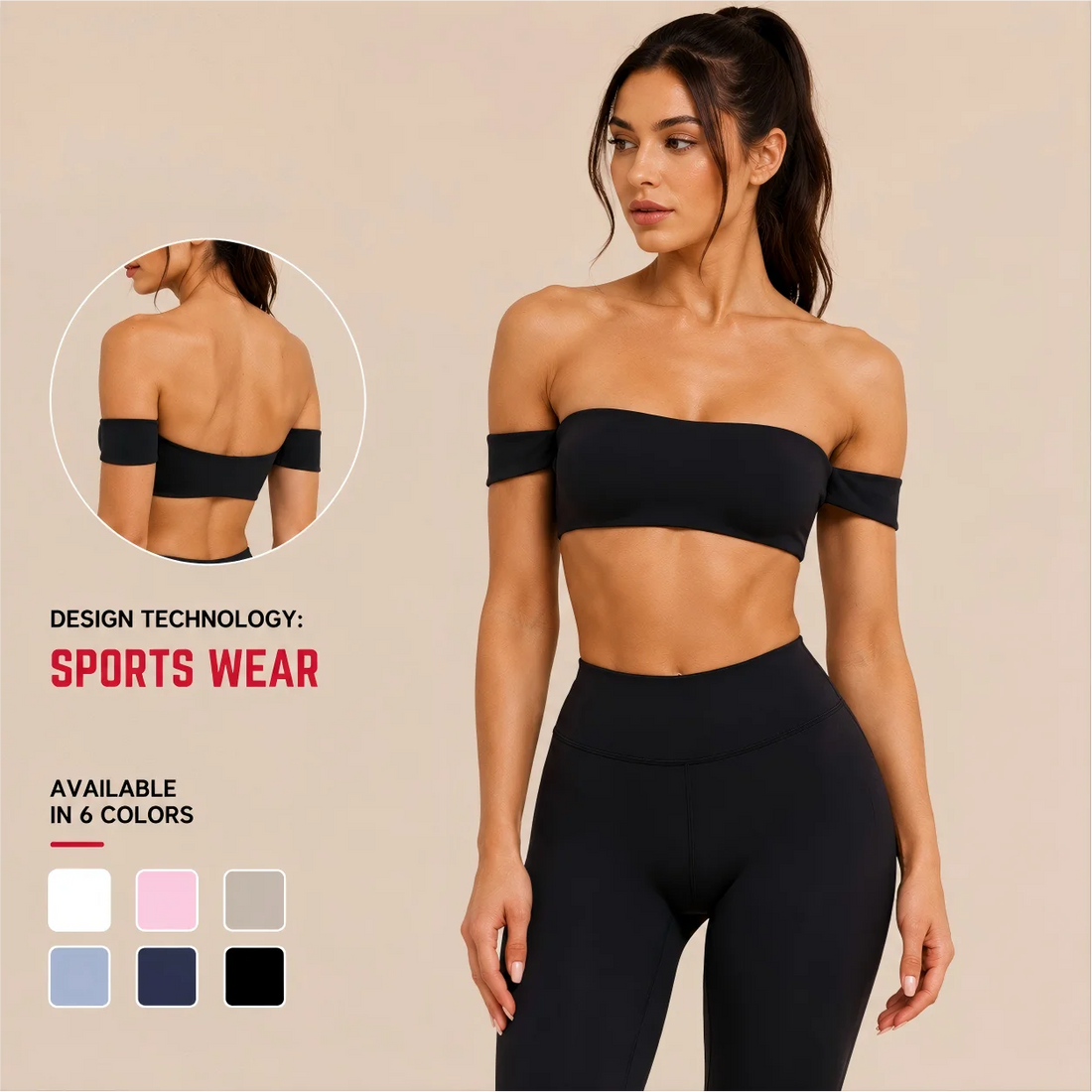 Women 2 Piece Outfit Casual Daily Workout Yoga Set  Off the Shoulder Crop Sports Bra High Waist Seamless Leggings Custom Logo