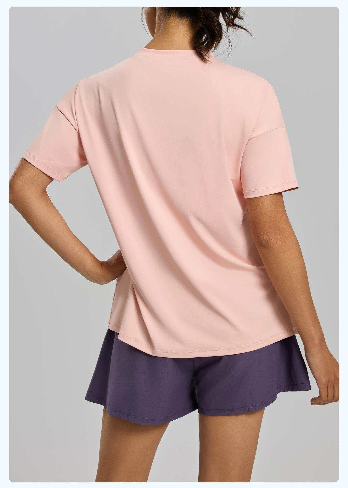 Loose-fitting yoga top for running, sports, and outdoor wear,Spandex/Polyester Split Loose Yoga Running Sports Fitness Top