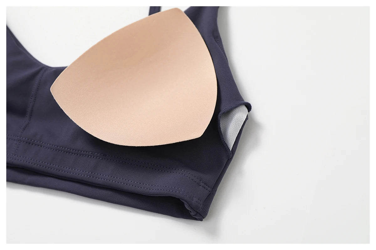 Custom Logo Gym Bra Backless Sports Bra U-Neck  Breathable Quick Drying Recycled Nylon Yoga Yoga Bra Sports Bra