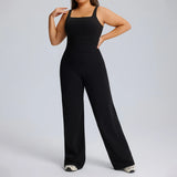 2026 Custom Plus Size Women's Gym&Yoga Sets Sleeveless Activewear Square Neck Top High Waist Wide Leg Flare Pants Fitness Sets