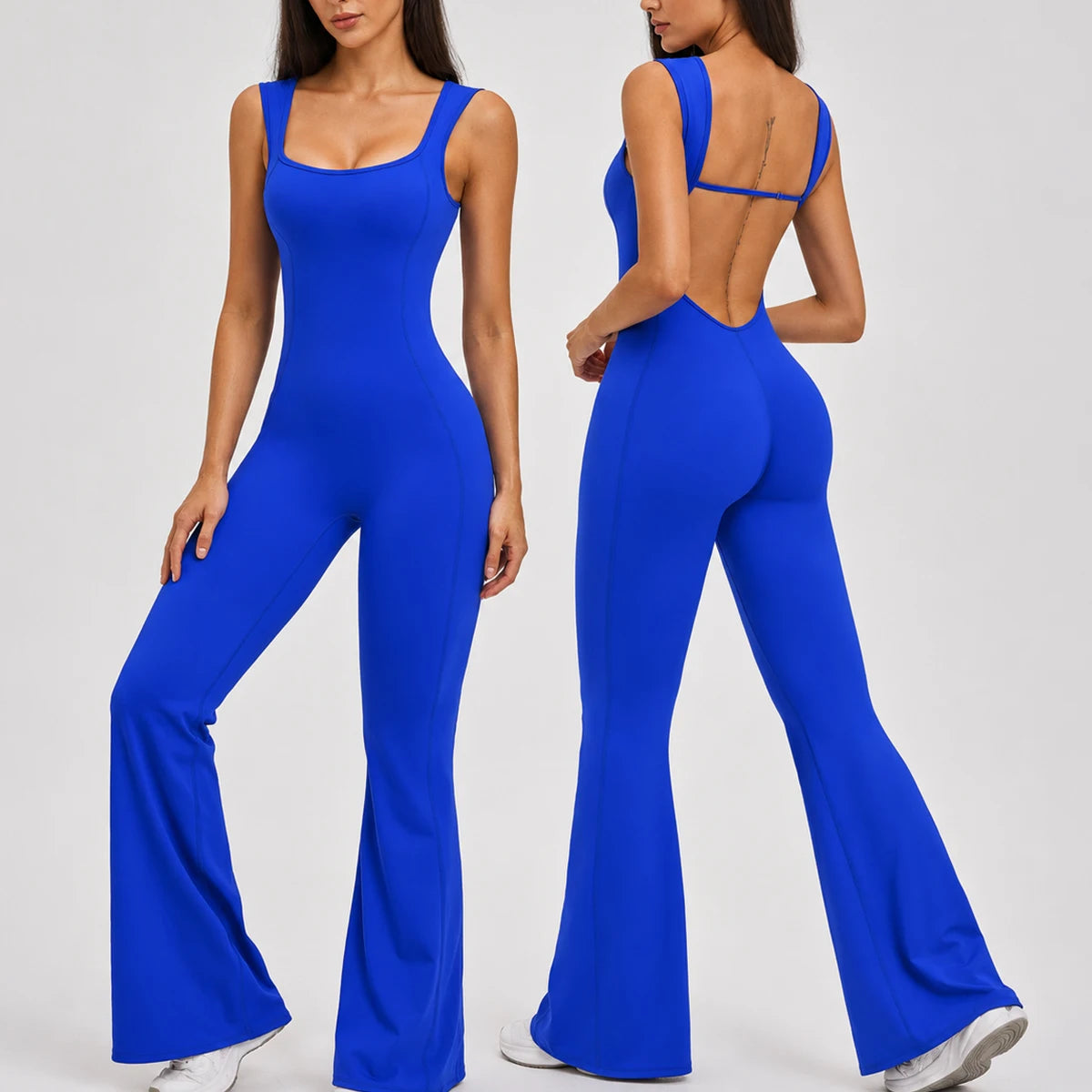 Sexy Sleeveless Yoga Jumpsuit Breathable Gym Wear Sports Rompers Workout Bodysuit 1 Piece Gym Fitness Flare Leggings Bodysuit