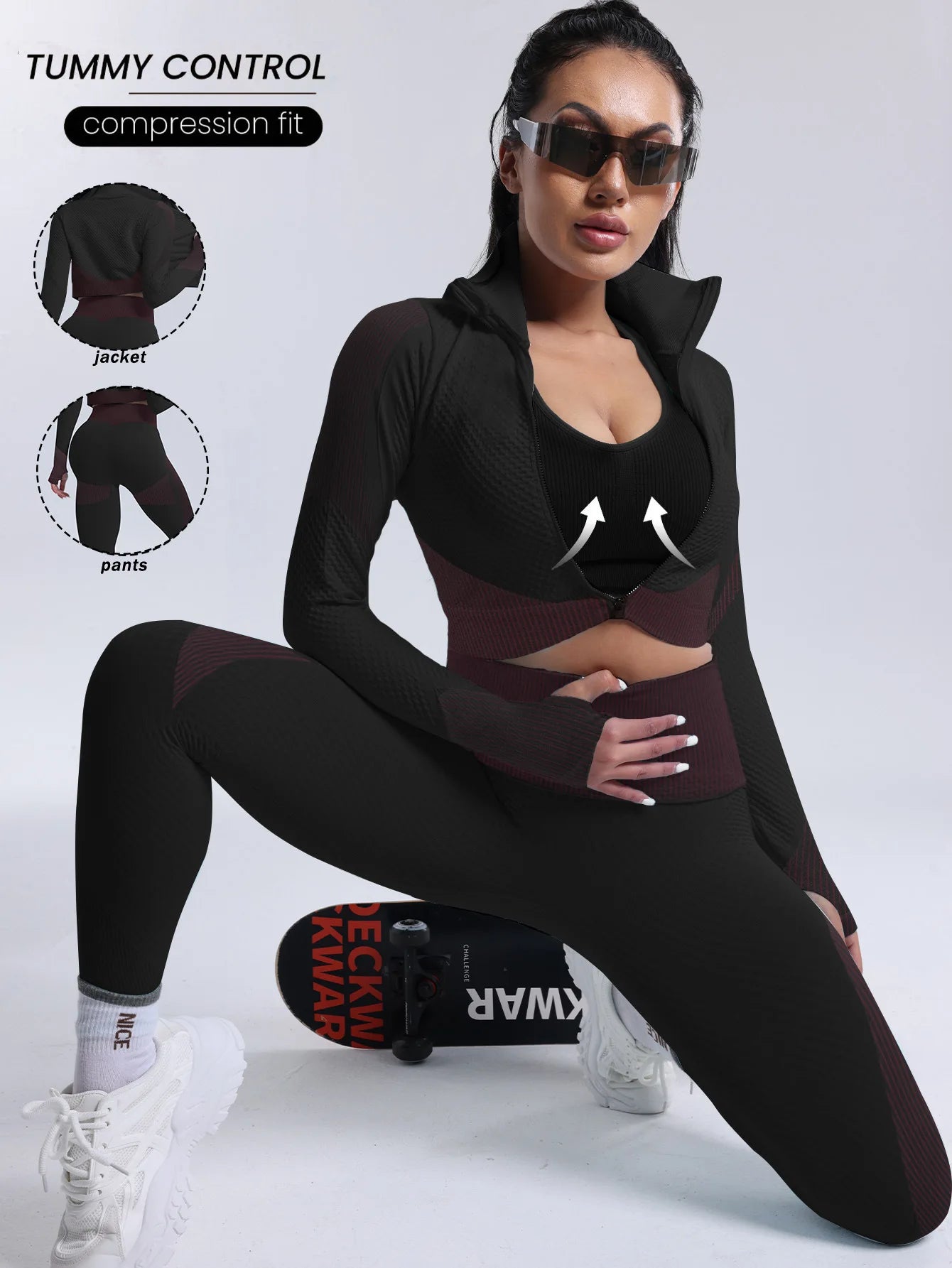 Custom New Solid Breathable Yoga Set Sports Yoga Jacket Top Tight Fitting Hip Lifting Abdominal Compression High Waist Leggings