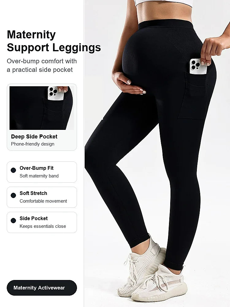 Wholesale Maternity Leggings High Waist Seamless Pregnant Yoga Pants Workout Fitness Sports Skinny Pregnancy Leggings